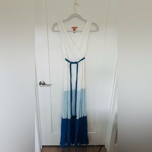 Flying Tomato Elegant White and Blue Maxi Dress XS.